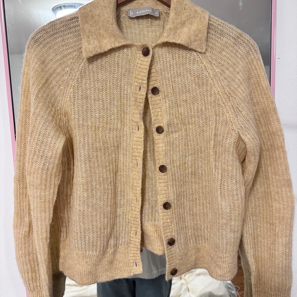 Everlane Butter Yellow Cardigan Sweater